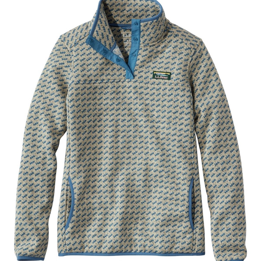 L.L. Bean Blue and Cream Patterned Shirt Jacket